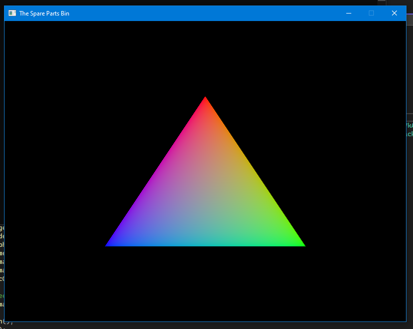 A triangle being rendered in a window.